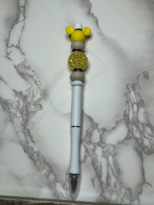 Yellow Ears/Tan Bead - White Pencil