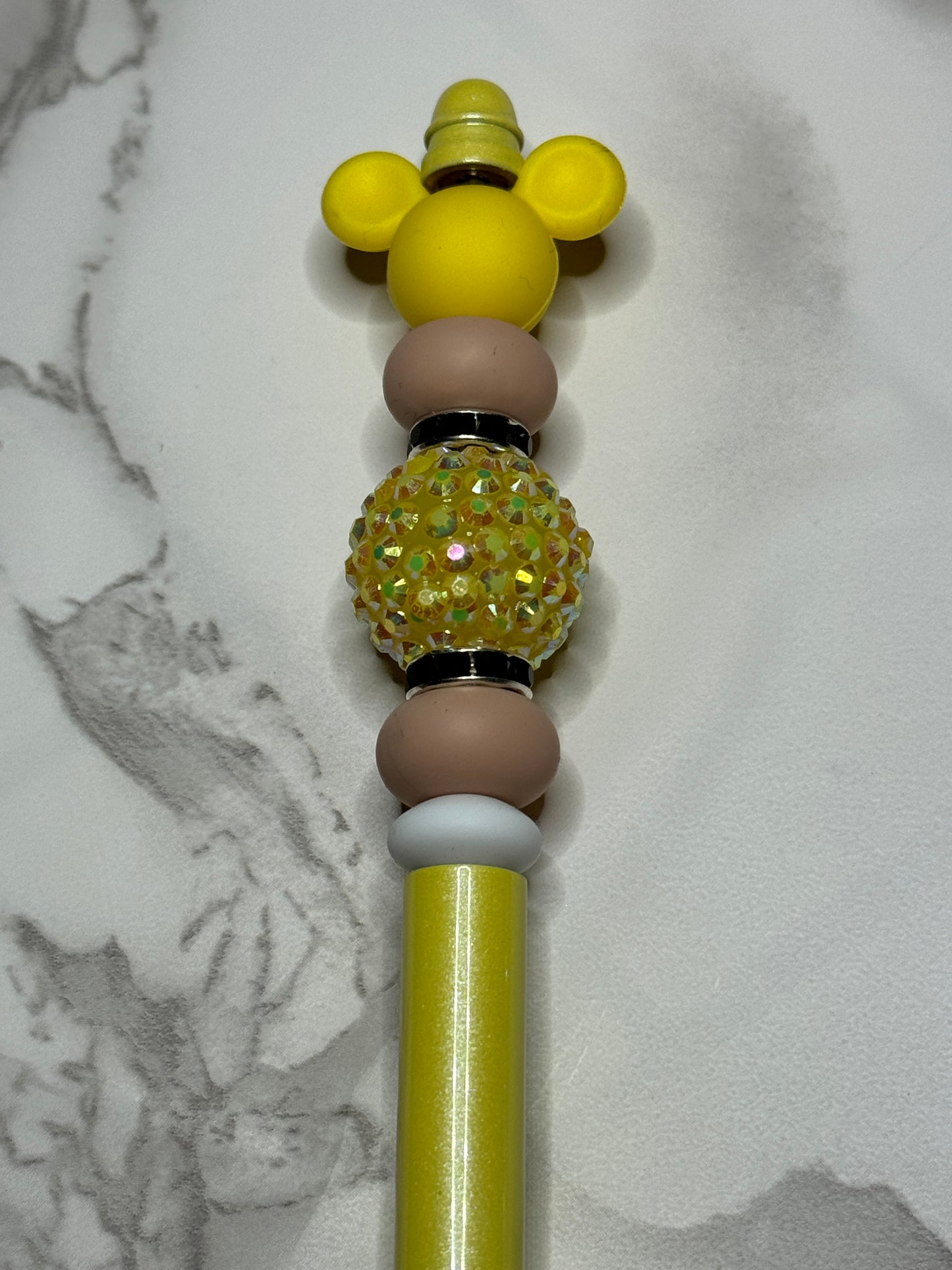 Yellow Ears/Peach Bead - Yellow Pencil